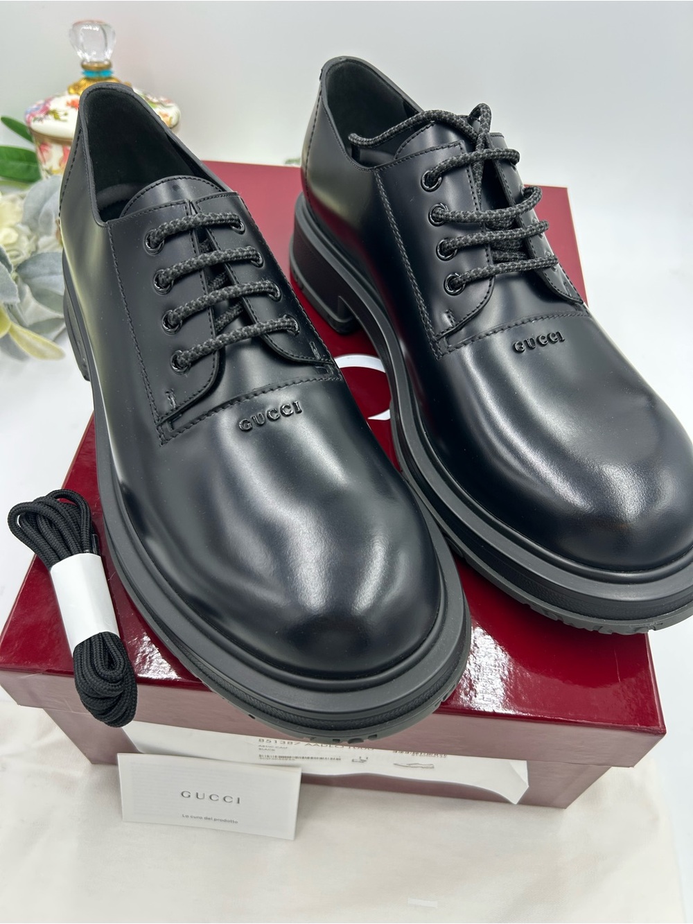Men's Gucci Leather lace up, Derby shoes size 11 fits 12 US made in Italy